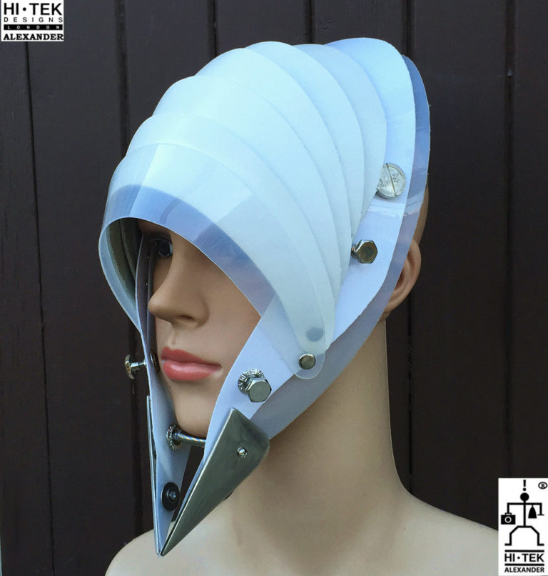 Hi Tek Alexander handmade modern futuristic, sci fi ,gothic ,steampunk unusual party eyewear alien leather mask hat headpiece helmet - Image 2