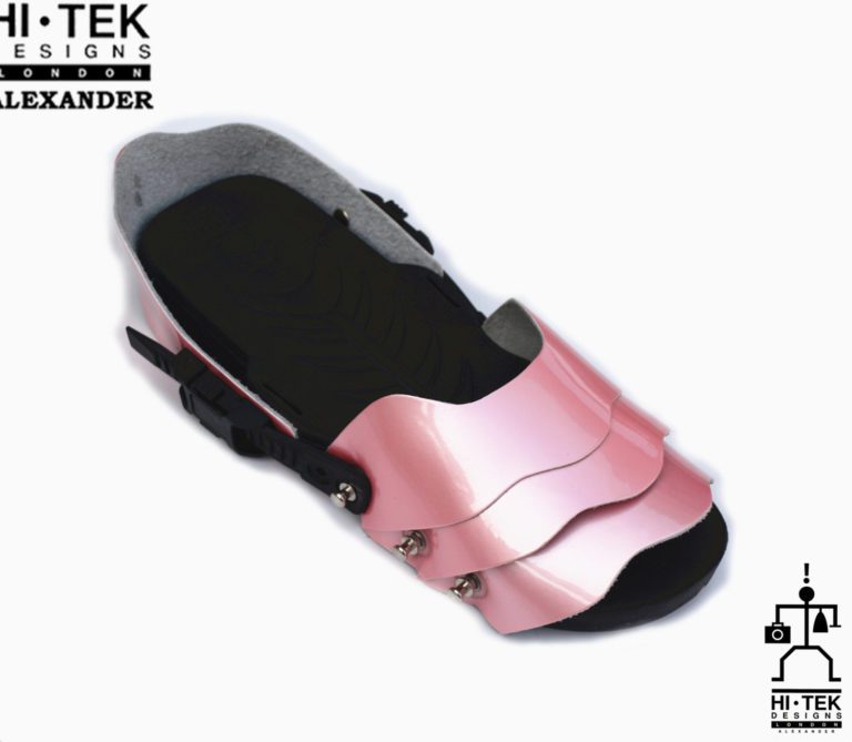 Hi Tek Alexander goth unique unusual futurisitc handmade EVA pink leather unisex beach sandal