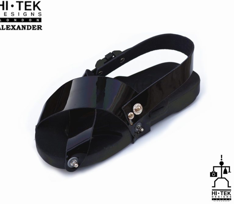 statement sandals for men unusual unique one of a kind made to impress black EVA sole black leather upper - Image 2
