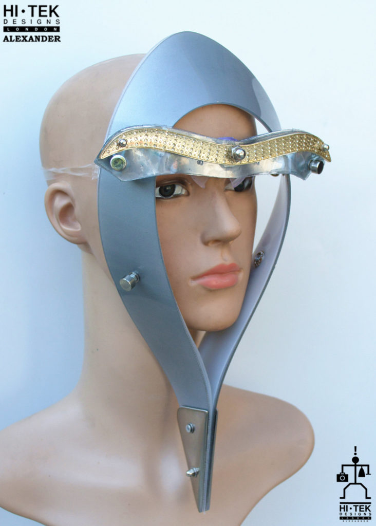 Hi Tek Alexander handmade futuristic modern futuristic, sci fi ,steampunk  unusual party Egypt Pharaoh style eyewear mask silver - Image 2