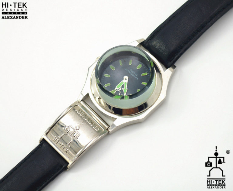 wrist watch black leather strap Goth cyber punk style - Image 2