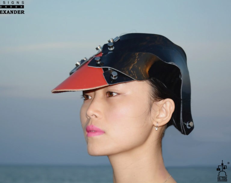 Hi Tek Alexander handmade futuristic modern futuristic, sci fi ,steampunk  unusual party Leather cosplay costume hat - Image 2