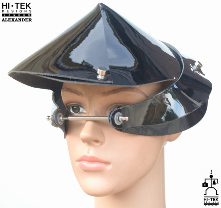 Hi Tek Alexander handmade futuristic modern futuristic, sci fi ,steampunk  unusual party Leather cosplay costume hat - Image 2