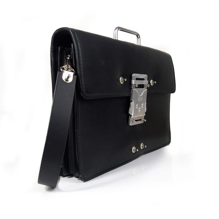 black leather briefcase