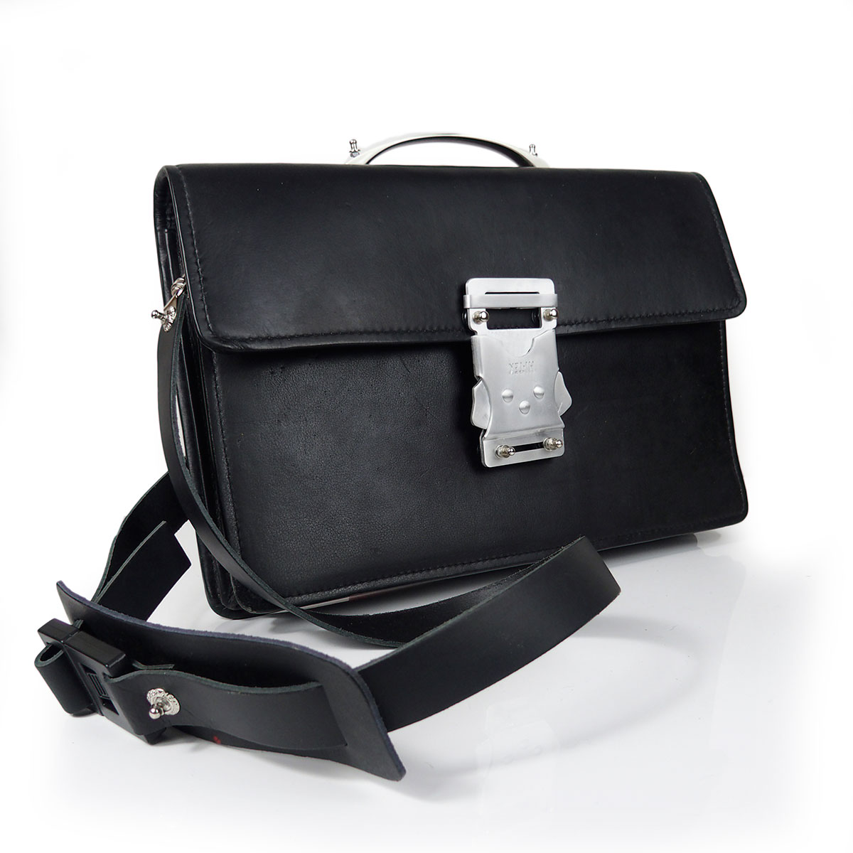 Leather Briefcase Women Black Leather Messenger Bag 