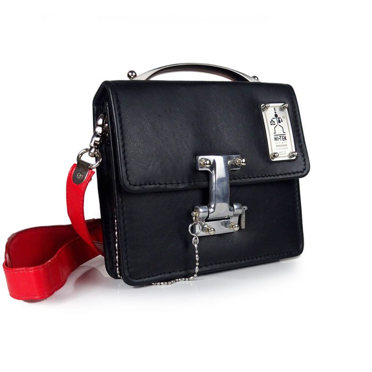 black leather crossbody bag Vintage Goth industrial Steampunk unusual unique futuristic statement art