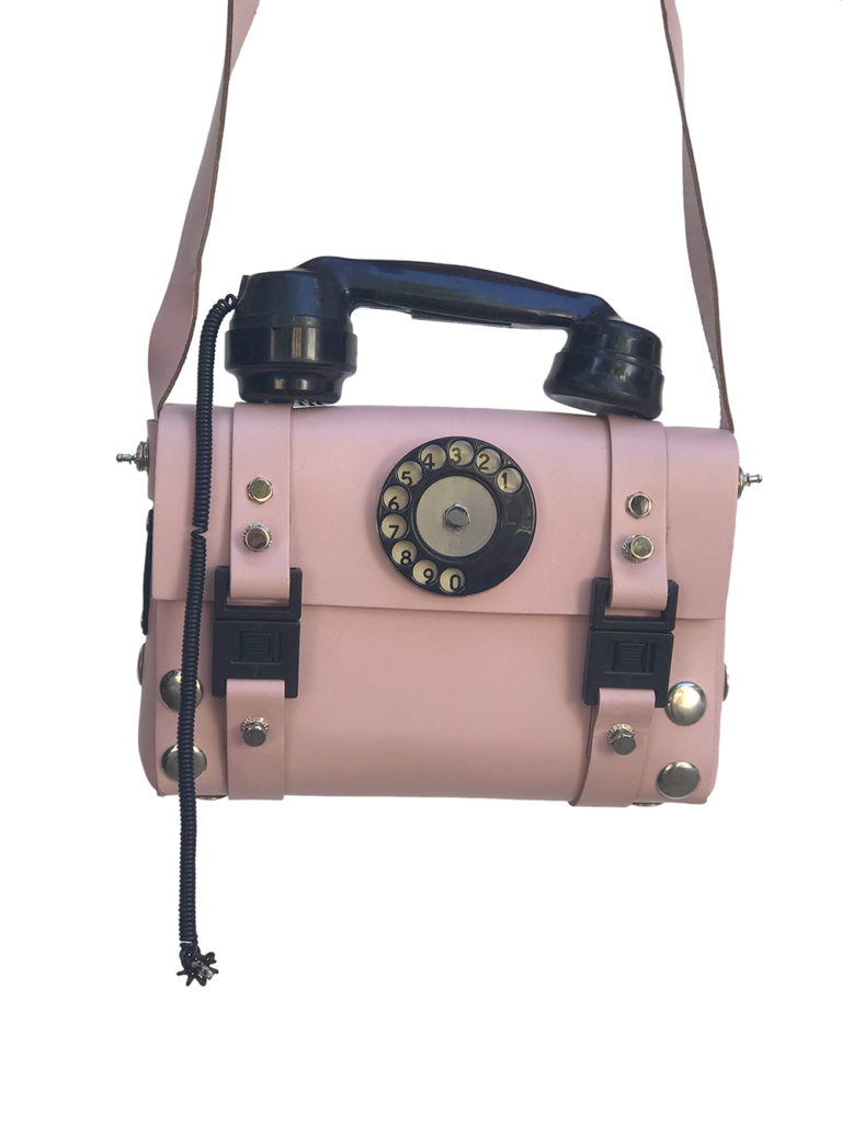 pink leather shoulder bag