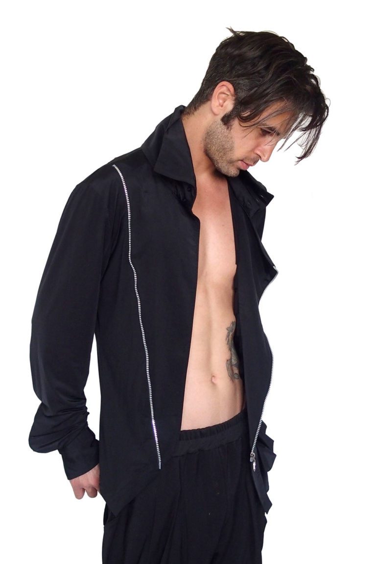 mens shirt asymmetric with zipper unusual Hi Tek - Image 2