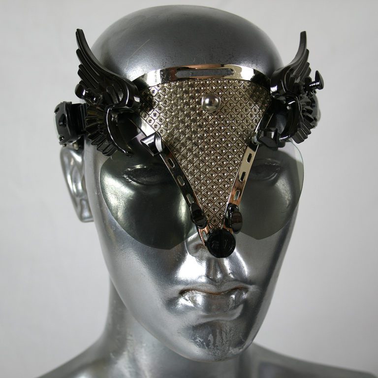 handmade futuristic modern steampunk eyewear for artists with black angel wings - Image 2