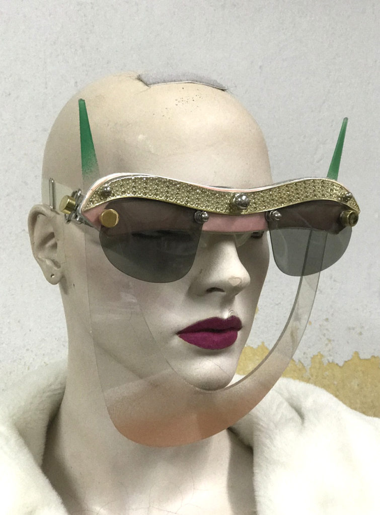 handmade mask with horns futuristic Steampunk styling video shoot halloween art wear - Image 2