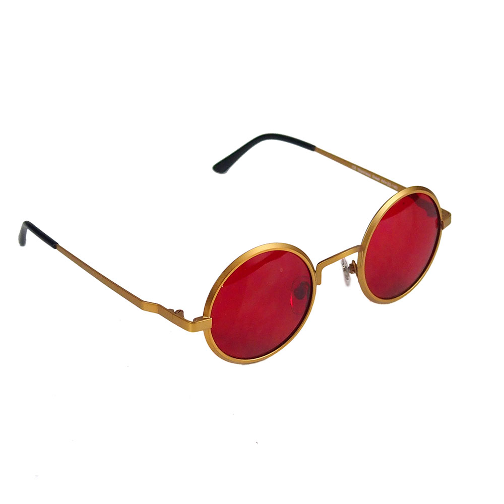 round gold sunglasses red - Tek Webstore
