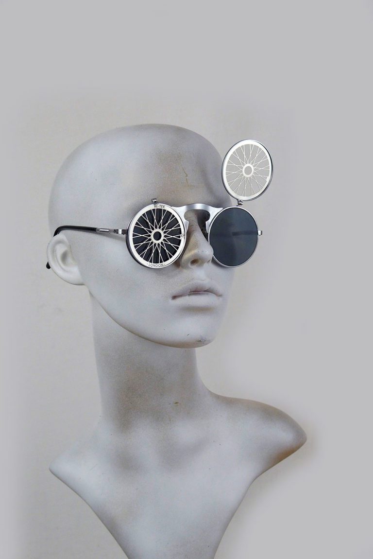 Vintage Round metal flip up sunglasses perforated stainless steel lens Bicycle - Image 2
