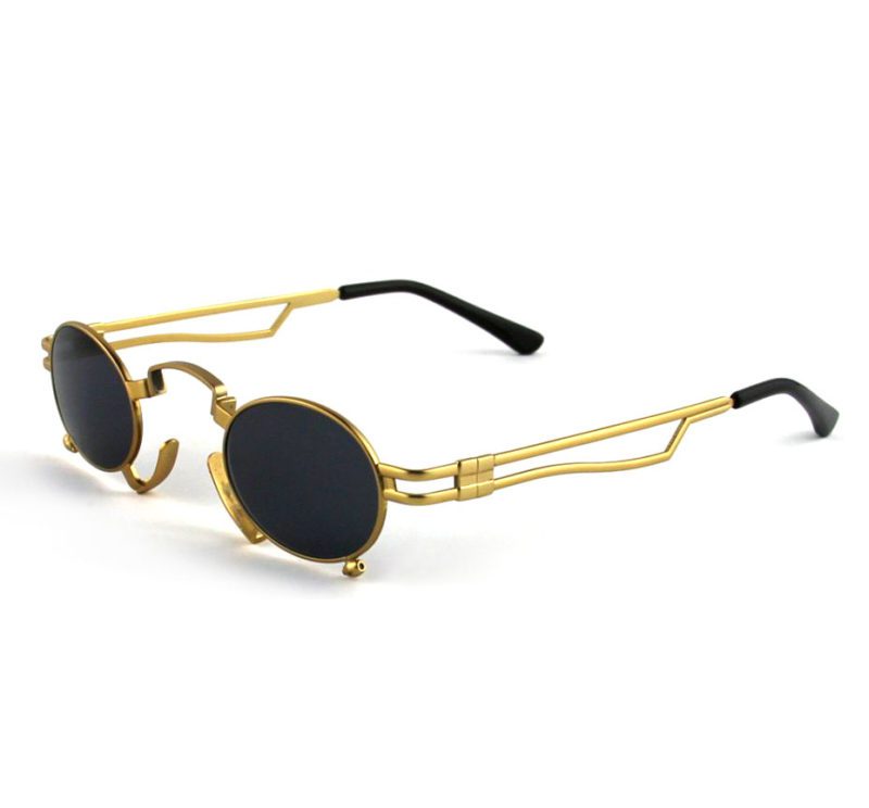 Gold Oval Sunglasses Polarized Lens Hi Tek Ht 164 Goth Steampunk Style Hi Tek Webstore