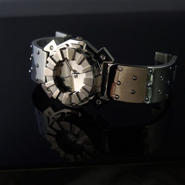 Mens watch silver case black face Hi Tek Alexander unusual unique