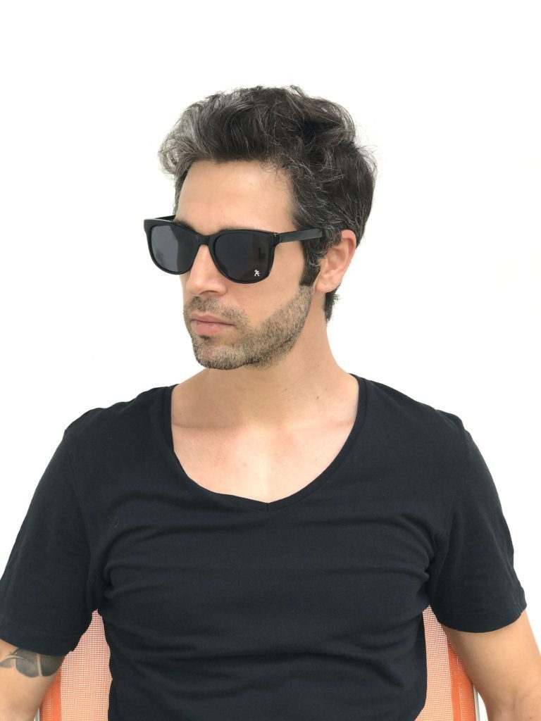 black retro sunglasses