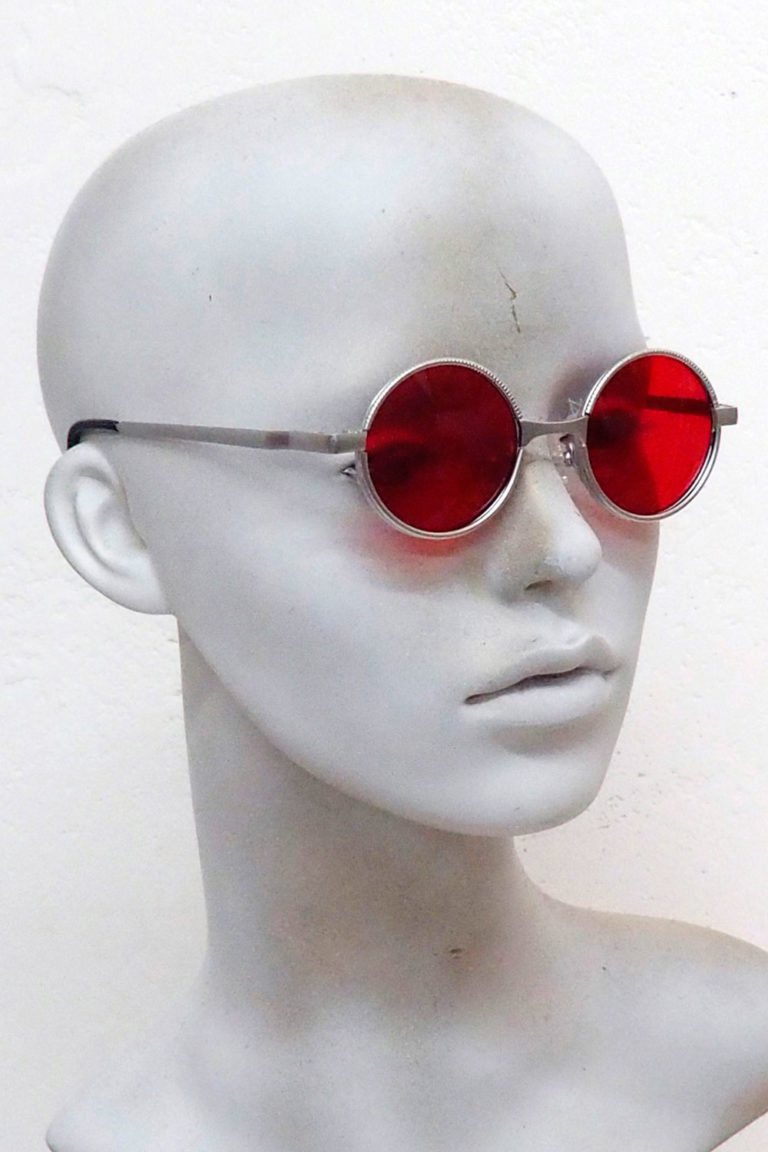 Small Round Silver Gold Sunglasses Red Lens Goth Steampunk Style Hi Tek Webstore
