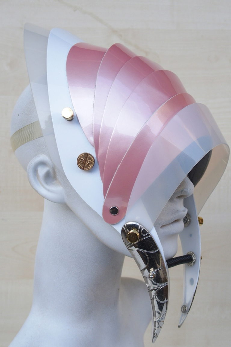 Unusual Head Wear futuristic, mask hat headpiece helmet modern Steampunk wearable art - Image 2