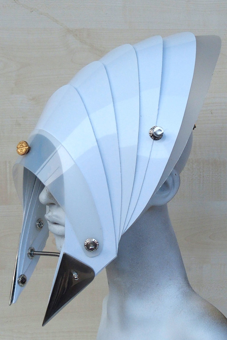 futuristic head wear in entertainment article, wearable art, all white2 - Image 3