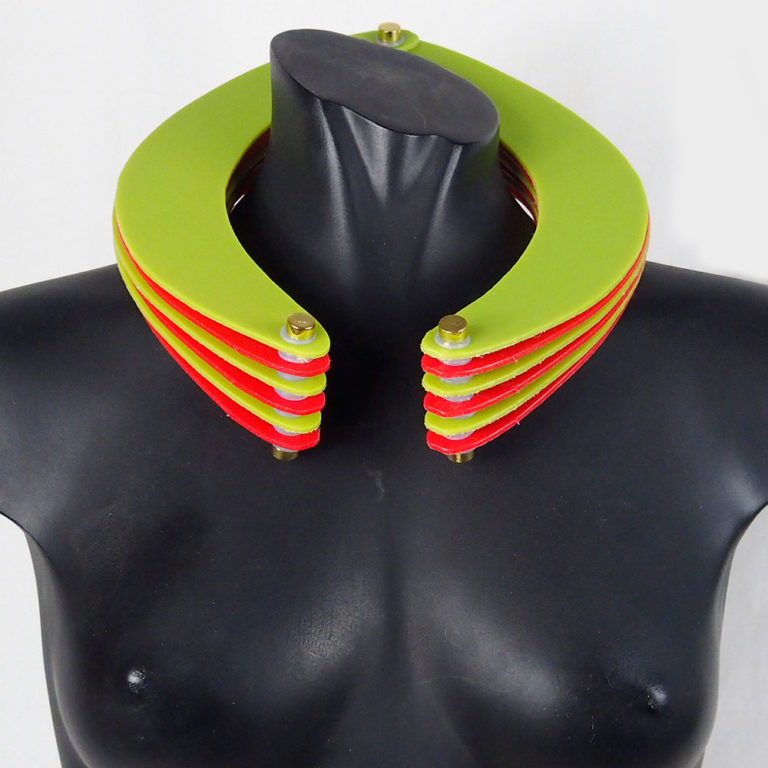statement necklace choker made of neon colour PVC plastic, heavy chunky - Image 3