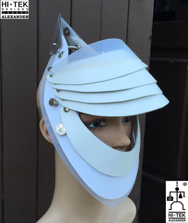 futuristic head wear in entertainment article, wearable art, all white1 - Image 3