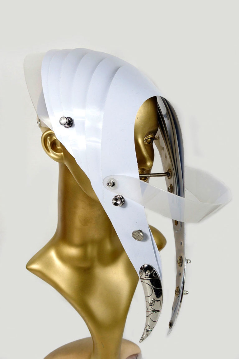 futuristic head wear in entertainment article, wearable art, all white3 - Image 2