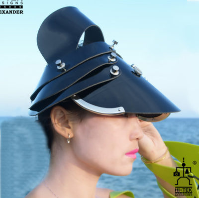 black patent visor hat