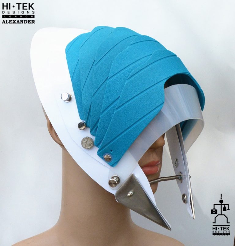 Hi Tek Alexander handmade modern futuristic, sci fi ,gothic ,steampunk unusual party eyewear alien plastic mask hat - Image 3