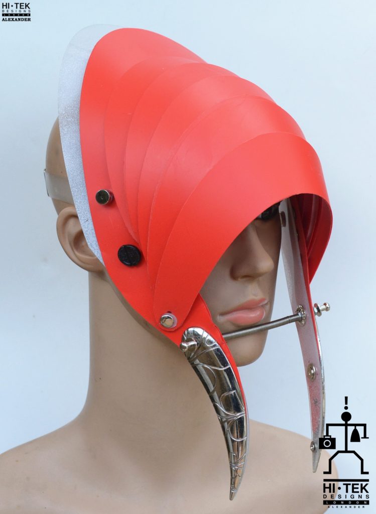 red hat mask with horns