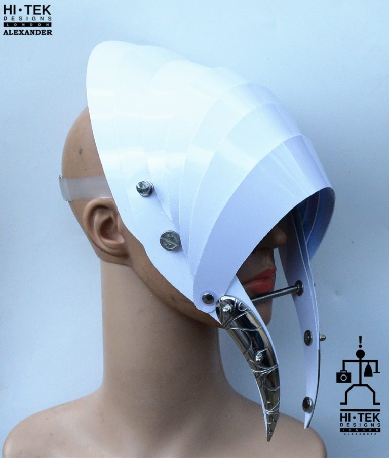 futuristic head wear in entertainment article, wearable art, all white1 - Image 3