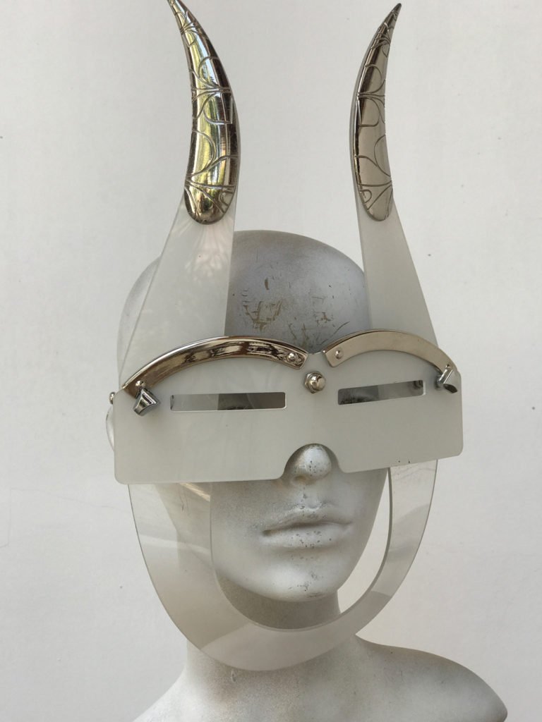 mask with horns and metal components, styling video, Burning Man - Image 3