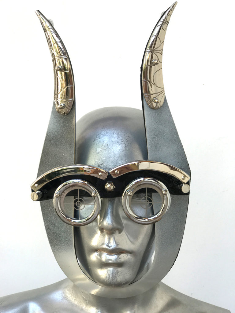mask with devil horns and perforated metal ocular lens styling video Burning ManHi Tek - Image 2