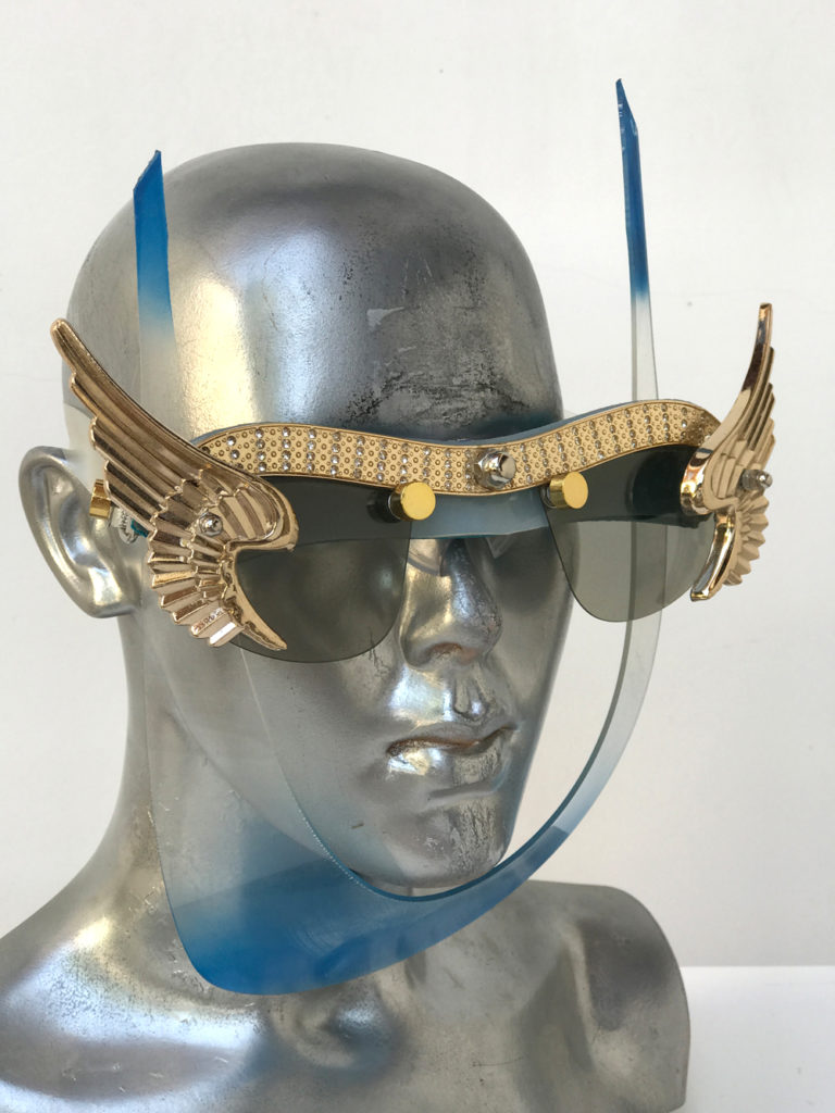 mask with wings, blue mask gold angel wings, unusual, video, styling, filming - Image 4