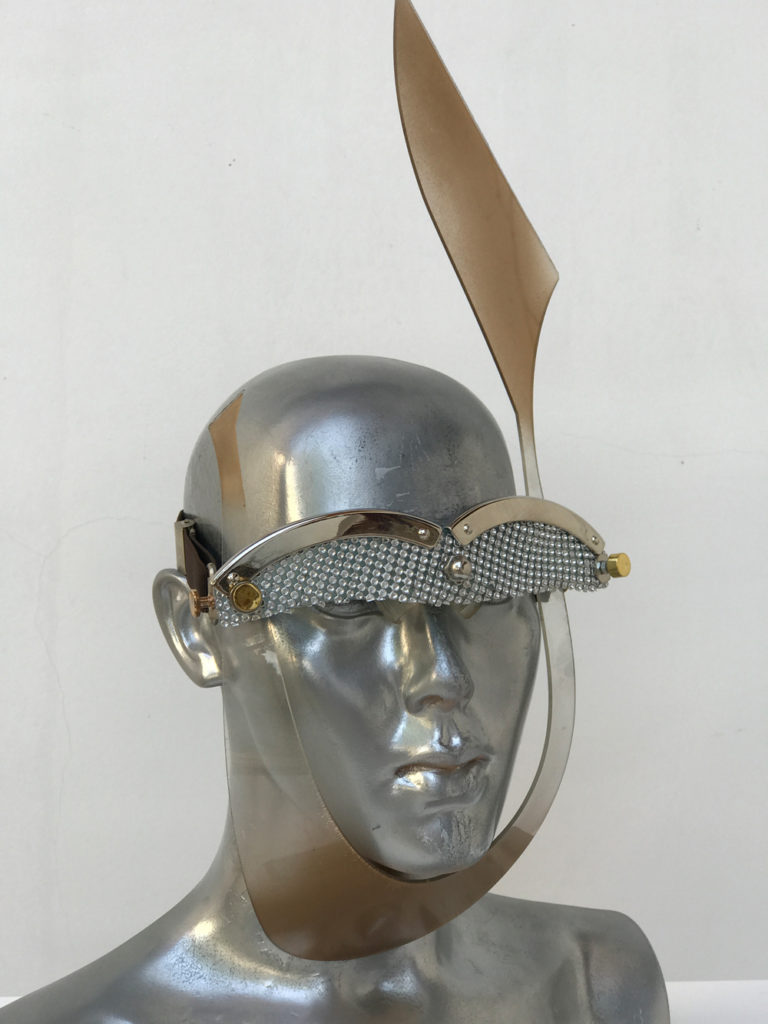 gold mask with rabbit ear, wearable art, unusual eye wear, styling video, - Image 2
