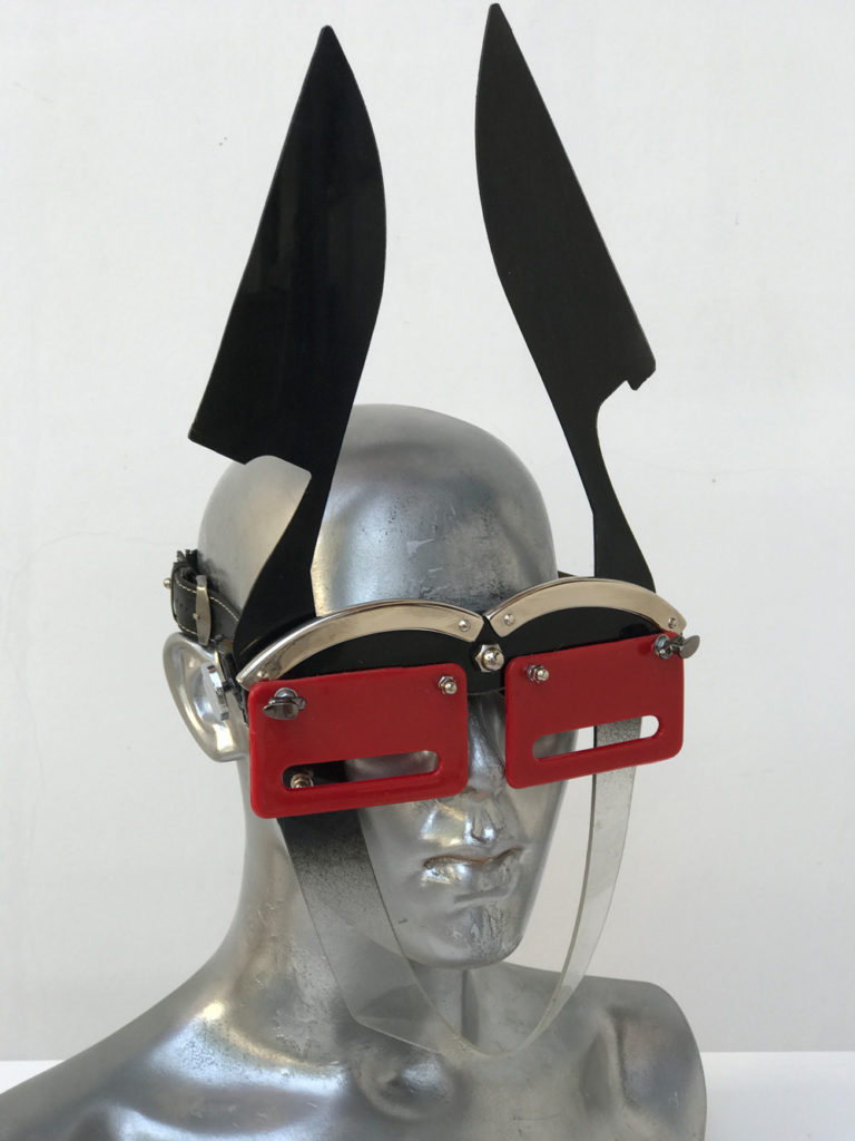 black and red mask with blade ears unusual eye wear styling, video, filming, performing Hi Tek - Image 2