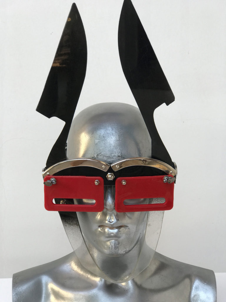 black and red mask with blade ears unusual eye wear styling, video, filming, performing Hi Tek - Image 3