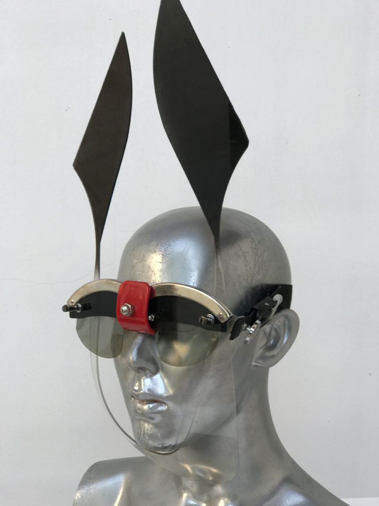 black mask with ears, wearable art, unusual eye wear, styling video Hi Tek - Image 2