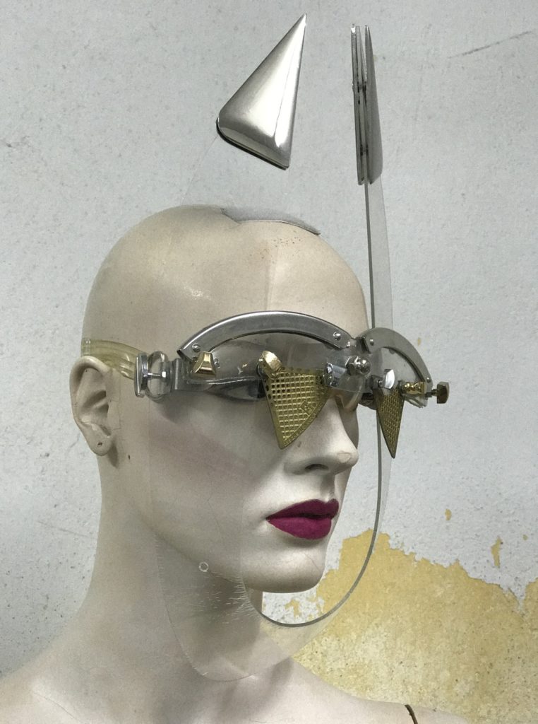 eyewear mask with horns and perforated metal lens unusual unique Hi Tek - Image 3