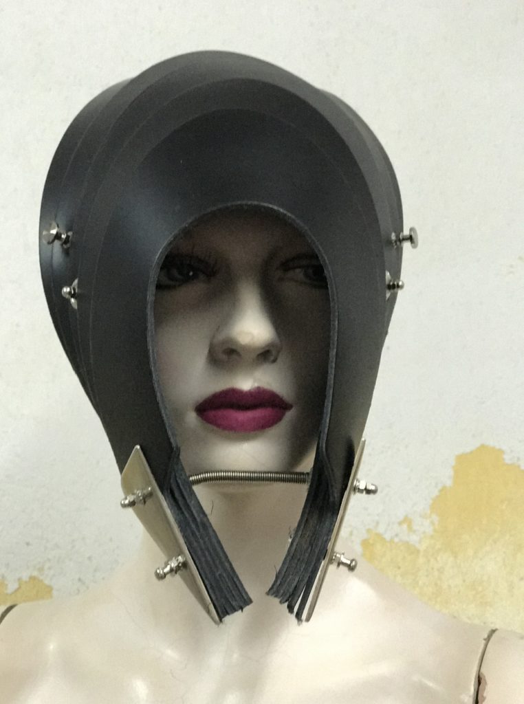 Unusual Head Wear mask hat alien helmet black leather - Image 2