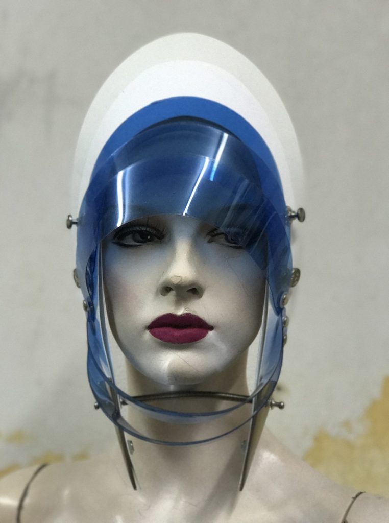 Unusual Head Wear futuristic, mask hat headpiece helmet modern Steampunk wearable art blue - Image 3