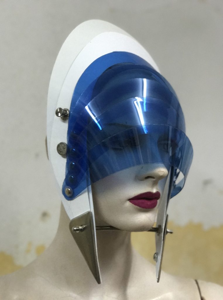 Unusual Head Wear futuristic, mask hat headpiece helmet modern Steampunk wearable art blue - Image 5