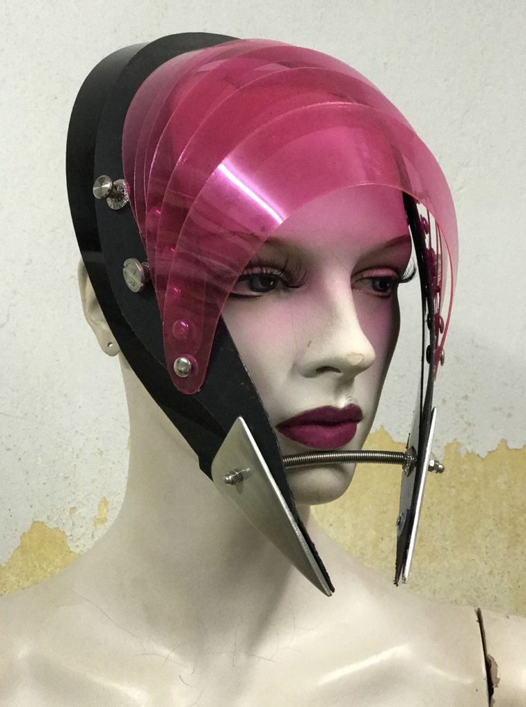 Unusual Head Wear futuristic, mask hat headpiece helmet modern Steampunk wearable art - Image 6