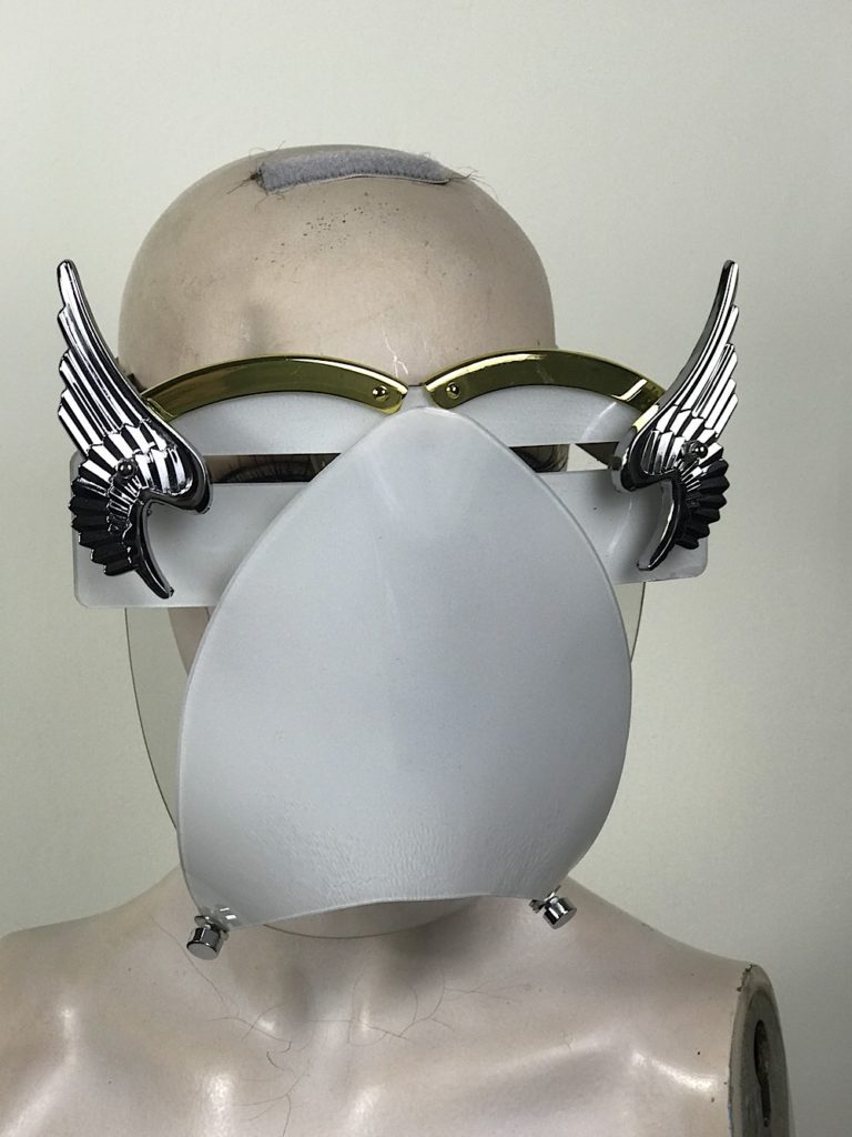 White eyewear mask with metal angel wings and muzzle Hi Tek - Image 2
