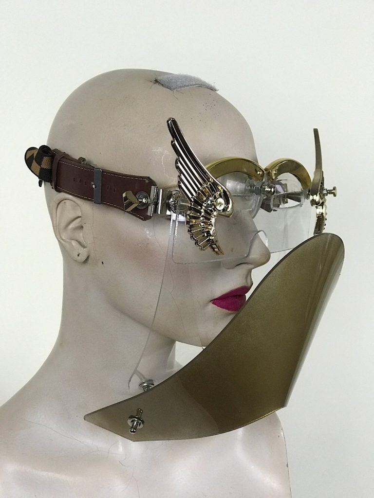 eye wear mask with metal angel wings and muzzle futuristic fantasy modern steampunk unusual Hi Tek - Image 2