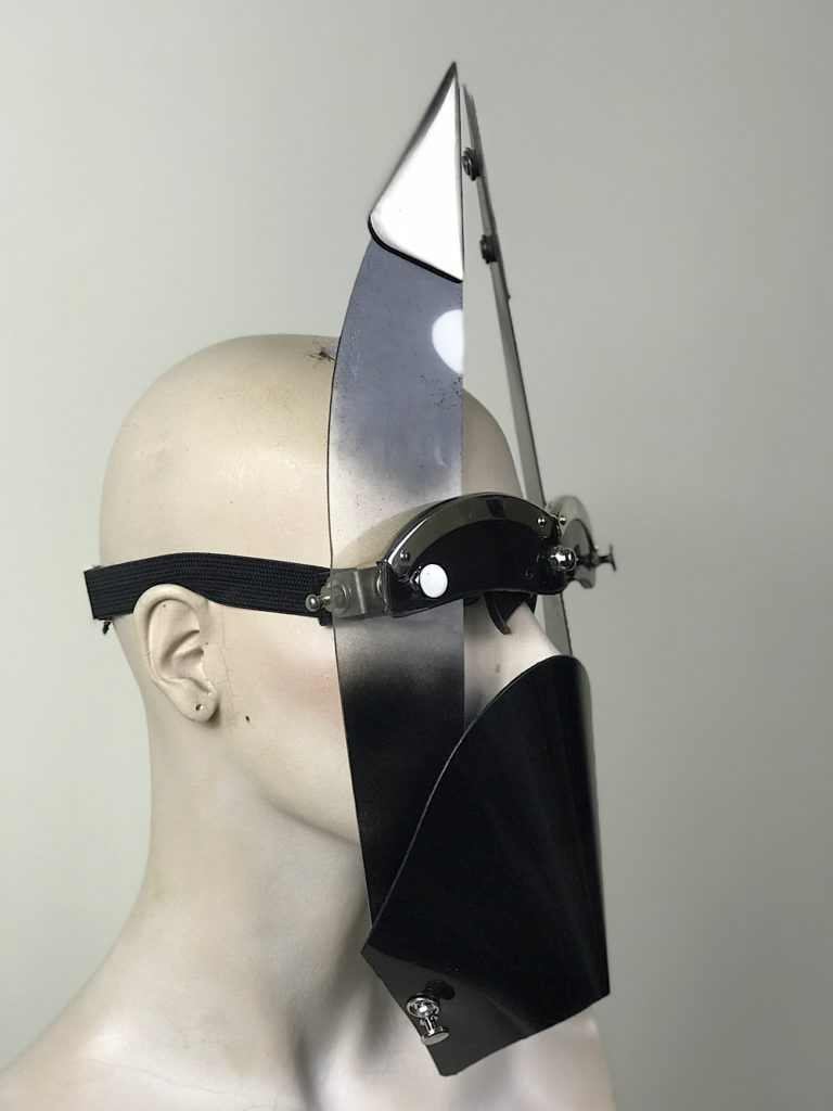 Black mask with triangular horns muzzle styling video, costume - Image 4
