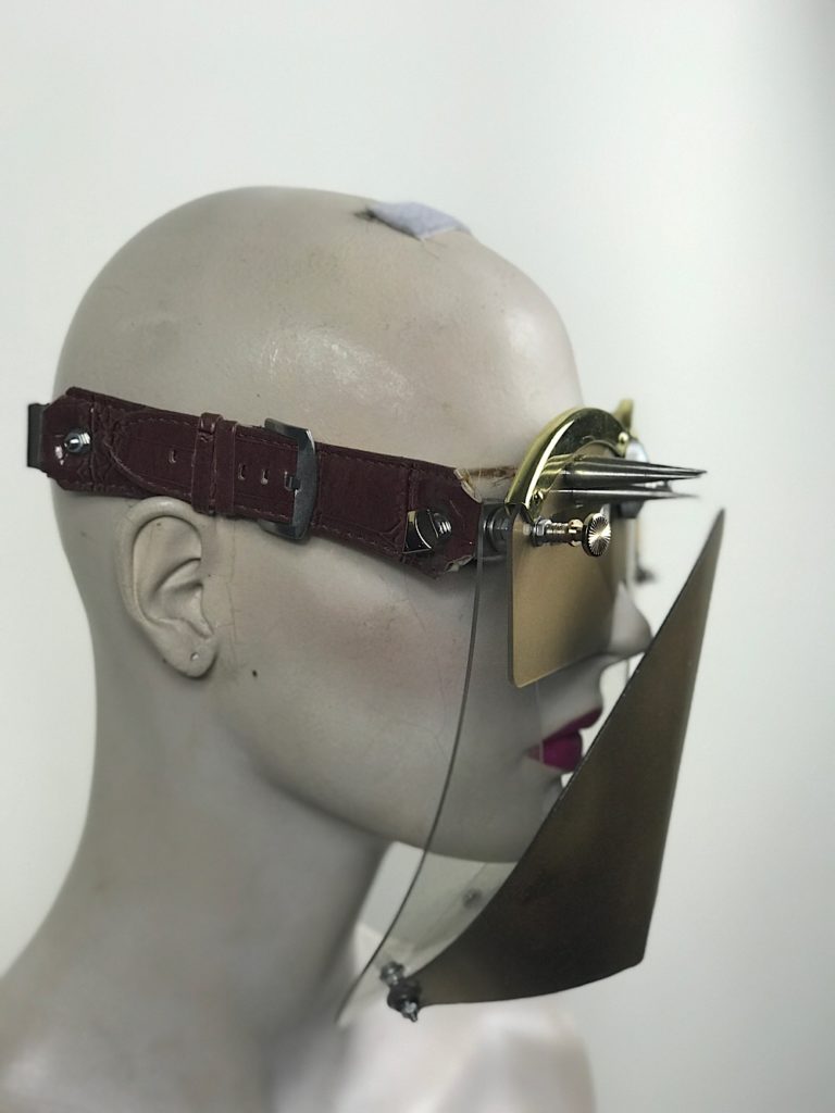 Gold eye wear mask with spikes and muzzle futuristic fantasy  modern steampunk unusual Hi Tek - Image 3