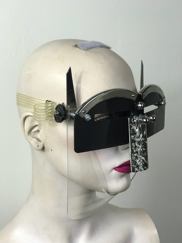 Black eyewear mask with horns and metal nose shield Hi Tek - Image 2
