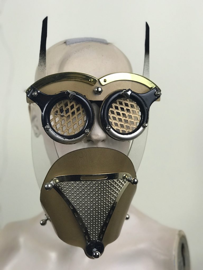 Gold mask with horns muzzle metal mouth shield perforated metal ocular lenses for artists styling filming - Image 4