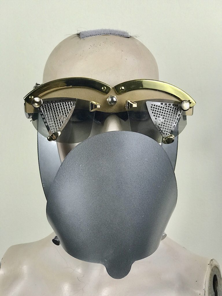 eye wear mask with metal lenses and silver grey muzzle futuristic fantasy  modern steampunk unusual Hi Tek - Image 2