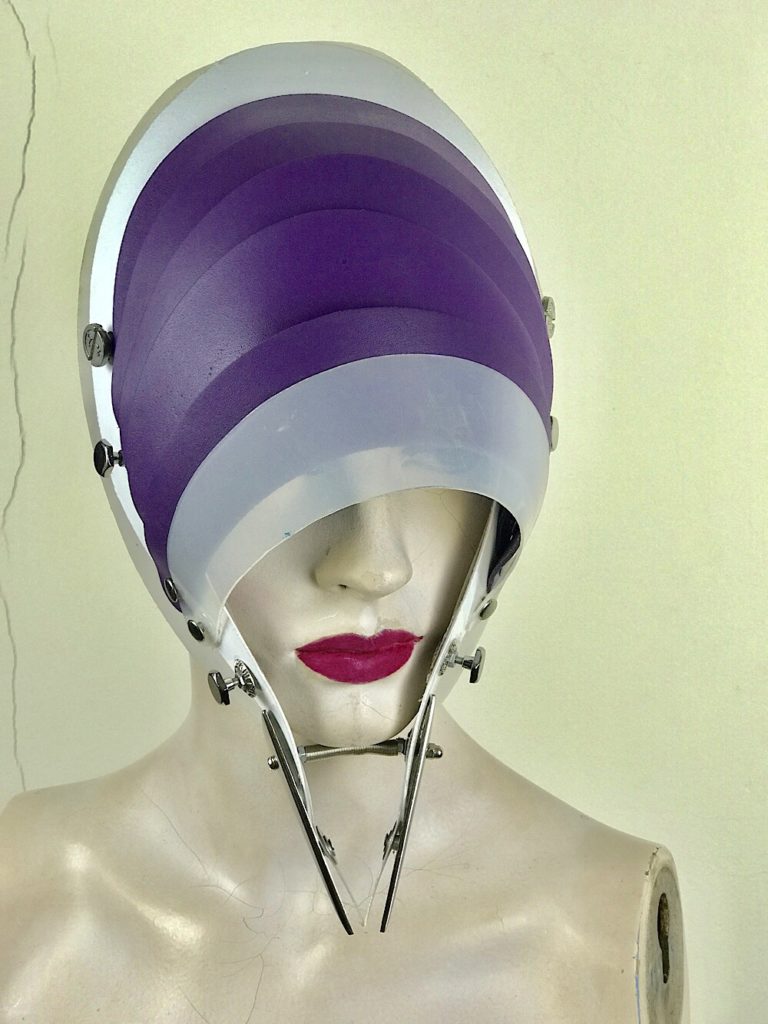 Hi Tek Alexander handmade modern futuristic, sci fi ,gothic ,steampunk unusual party eyewear alien leather mask hat headpiece helmet - Image 4