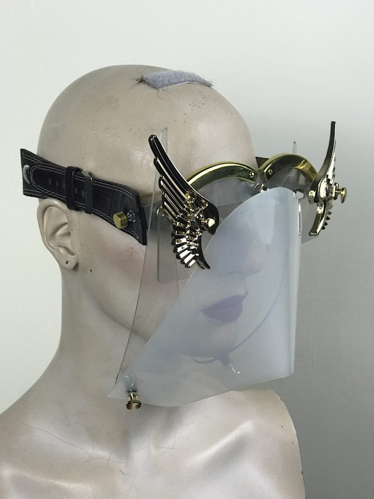 eye wear mask with metal angel wings and muzzle futuristic fantasy modern steampunk unusual Hi Tek - Image 4